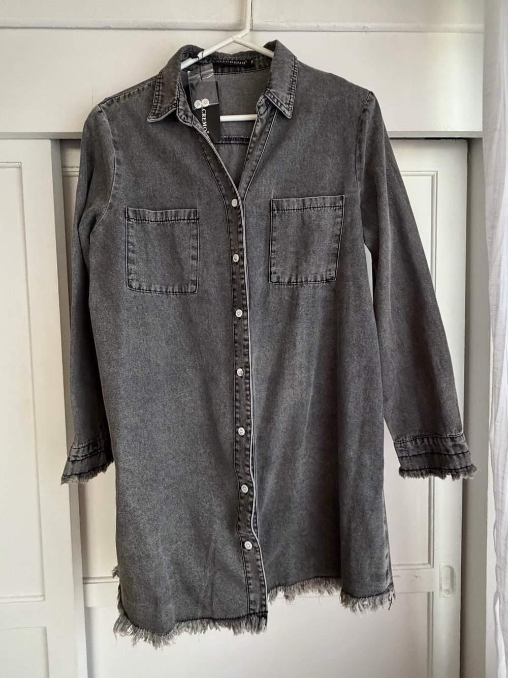 Washed Black Denim Shirt Dress